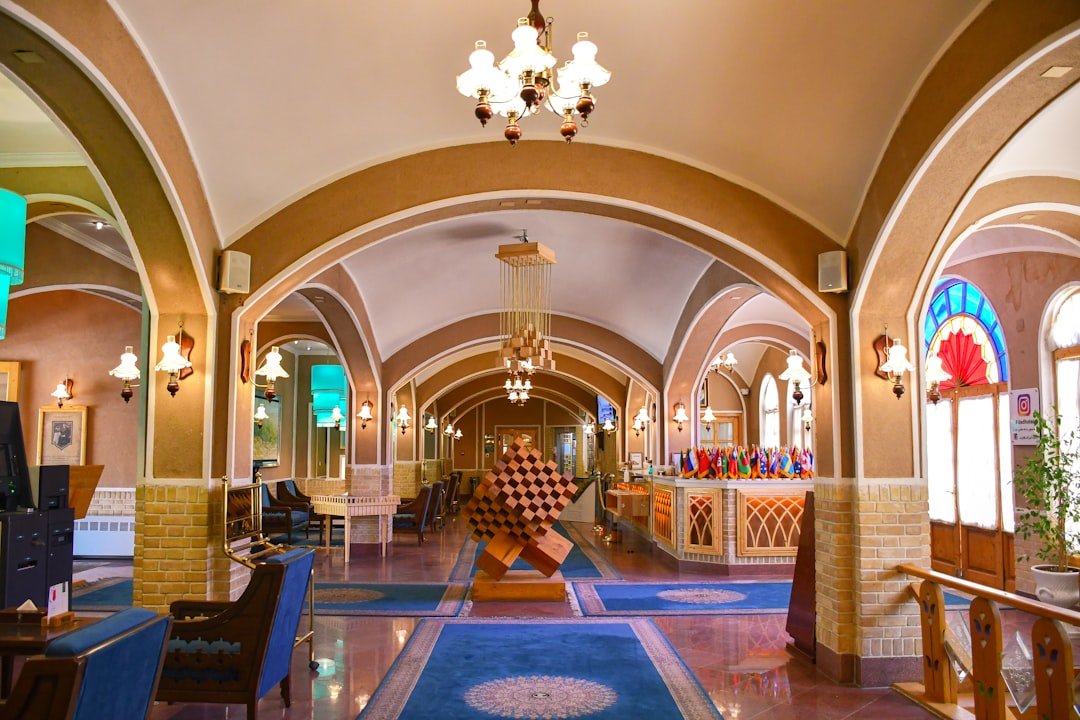 Hotel in Showboat Hotel - a large room with a chandelier and chairs